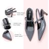 imageCParavano Womens Slingback Flats Pointed Toe Slingback Shoes Womens Pointed Toe Slingback Heels Slingback Kitten Heel Pumps Ankle Strap Flats Sandals Comfort Leather Dress ShoesGrey Heels
