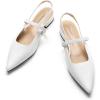 imageCParavano Womens Slingback Flats Pointed Toe Slingback Shoes Womens Pointed Toe Slingback Heels Slingback Kitten Heel Pumps Ankle Strap Flats Sandals Comfort Leather Dress ShoesWhite Flats