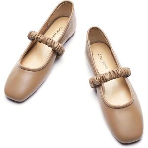 imageCParavano Mary Jane Shoes for Women  Womens Flats  Womens Mary Jane  Leather Ballet FlatCamela