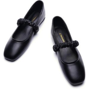 imageCParavano Mary Jane Shoes for Women  Womens Flats  Womens Mary Jane  Leather Ballet FlatMatte Blacka