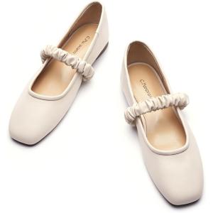 imageCParavano Mary Jane Shoes for Women  Womens Flats  Womens Mary Jane  Leather Ballet FlatMatte Whitea