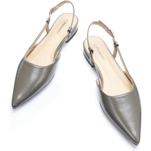 imageCParavano Womens Slingback Flats Pointed Toe Slingback Flats for Women Slingback Flats for Women Slingback Sandals Adjustable Ankle Strap ShoesGrey Flats