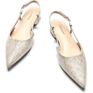 imageCParavano Womens Slingback Flats Pointed Toe Slingback Flats for Women Slingback Flats for Women Slingback Sandals Adjustable Ankle Strap ShoesSnakeskin Light Grey