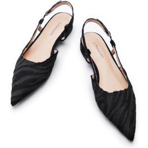 imageCParavano Womens Slingback Flats Pointed Toe Slingback Flats for Women Slingback Flats for Women Slingback Sandals Adjustable Ankle Strap ShoesZebra Flats