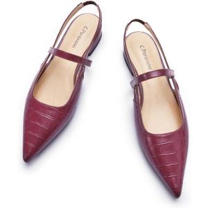 imageCParavano Womens Slingback Flats Pointed Toe Slingback Shoes Womens Pointed Toe Slingback Heels Slingback Kitten Heel Pumps Ankle Strap Flats Sandals Comfort Leather Dress ShoesCroc Deep Purple Flats