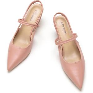 imageCParavano Womens Slingback Flats Pointed Toe Slingback Shoes Womens Pointed Toe Slingback Heels Slingback Kitten Heel Pumps Ankle Strap Flats Sandals Comfort Leather Dress ShoesPink Heels