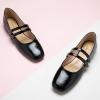 imageCParavano Mary Jane Shoes for Women  Womens Flats  Women Square Toe Flats  Leather Mary JaneBlack