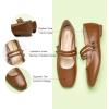imageCParavano Mary Jane Shoes for Women  Womens Flats  Women Square Toe Flats  Leather Mary JaneBrown