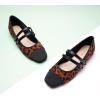 imageCParavano Mary Jane Shoes for Women  Womens Flats  Women Square Toe Flats  Leather Mary JaneLeopard