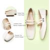 imageCParavano Mary Jane Shoes for Women  Womens Flats  Women Square Toe Flats  Leather Mary JaneWhite