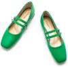 imageCParavano Mary Jane Shoes for Women  Womens Flats  Women Square Toe Flats  Leather Mary JaneGreen