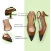 imageCParavano Womens Slingback Flats  Crocodile Embossed Leather  Pointed Toe Flats  Comfortable Heeled Sandals  Perfect for Work Casual Party ampamp ShoppingBrown Heels