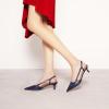 imageCParavano Womens Slingback Flats  Crocodile Embossed Leather  Pointed Toe Flats  Comfortable Heeled Sandals  Perfect for Work Casual Party ampamp ShoppingNavy Heels