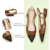 imageCParavano Womens Slingback Flats  Crocodile Embossed Leather  Pointed Toe Flats  Comfortable Heeled Sandals  Perfect for Work Casual Party ampamp ShoppingBrown Flat