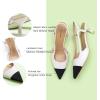 imageCParavano Womens Slingback Flats  Crocodile Embossed Leather  Pointed Toe Flats  Comfortable Heeled Sandals  Perfect for Work Casual Party ampamp ShoppingWhite Heels