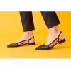 imageCParavano Womens Slingback Flats  Crocodile Embossed Leather  Pointed Toe Flats  Comfortable Heeled Sandals  Perfect for Work Casual Party ampamp ShoppingBlack Flat