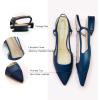 imageCParavano Womens Slingback Flats  Crocodile Embossed Leather  Pointed Toe Flats  Comfortable Heeled Sandals  Perfect for Work Casual Party ampamp ShoppingNavy Flat