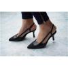 imageCParavano Womens Slingback Flats  Crocodile Embossed Leather  Pointed Toe Flats  Comfortable Heeled Sandals  Perfect for Work Casual Party ampamp ShoppingBlack Heels