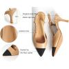 imageCParavano Womens Slingback Flats  Crocodile Embossed Leather  Pointed Toe Flats  Comfortable Heeled Sandals  Perfect for Work Casual Party ampamp ShoppingBeige