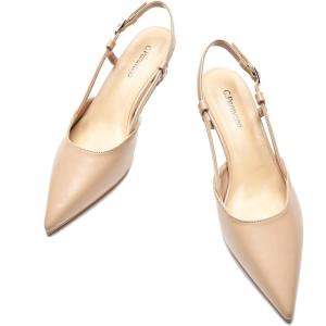 imageCParavano Slingback Heels for Women Pointed Toe Heels Sandals Pointed Slingback Kitten Heels Slip On Work Pumps Dress ShoesBeige