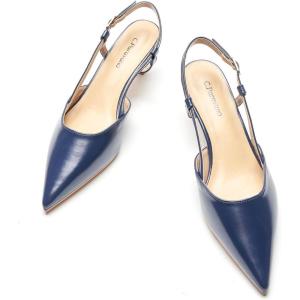 imageCParavano Slingback Heels for Women Pointed Toe Heels Sandals Pointed Slingback Kitten Heels Slip On Work Pumps Dress ShoesNavy