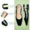 imageCParavano Womens Square Toe Slingback Flats Ankle Strap Casual Shoes SlipOn Sandals Comfortable Flats for Daily WearBlack