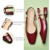 imageCParavano Womens Square Toe Slingback Flats Ankle Strap Casual Shoes SlipOn Sandals Comfortable Flats for Daily WearRed