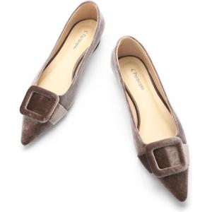imageCParavano Velvet Flat Shoes Pointed Toe Flats Womens Flats for Casual Work DailyVelvet Grey