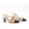 imageCParavano Womens Slingback Low Chunky Heels Round Toe Block Heel Pumps Splicing Bowknot Slip On Fashion Party Dress ShoesBeige