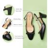 imageCParavano Womens Slingback Low Chunky Heels Round Toe Block Heel Pumps Splicing Bowknot Slip On Fashion Party Dress ShoesBlack