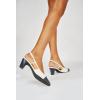 imageCParavano Womens Slingback Low Chunky Heels Round Toe Block Heel Pumps Splicing Bowknot Slip On Fashion Party Dress ShoesCream