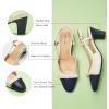 imageCParavano Womens Slingback Low Chunky Heels Round Toe Block Heel Pumps Splicing Bowknot Slip On Fashion Party Dress ShoesCream