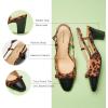 imageCParavano Womens Slingback Low Chunky Heels Round Toe Block Heel Pumps Splicing Bowknot Slip On Fashion Party Dress ShoesLeopard