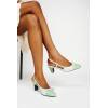 imageCParavano Womens Slingback Low Chunky Heels Round Toe Block Heel Pumps Splicing Bowknot Slip On Fashion Party Dress ShoesMint
