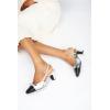 imageCParavano Womens Slingback Low Chunky Heels Round Toe Block Heel Pumps Splicing Bowknot Slip On Fashion Party Dress ShoesSilver