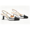 imageCParavano Womens Slingback Low Chunky Heels Round Toe Block Heel Pumps Splicing Bowknot Slip On Fashion Party Dress ShoesSilver