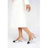 imageCParavano Womens Slingback Low Chunky Heels Round Toe Block Heel Pumps Splicing Bowknot Slip On Fashion Party Dress ShoesSilver