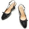 imageCParavano Womens Slingback Low Chunky Heels Round Toe Block Heel Pumps Splicing Bowknot Slip On Fashion Party Dress ShoesBlack