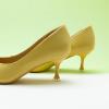 imageCParavano Womens Kitten Heel PumpsPointed Toe Wedding Shoes with Metal BuckleBreathable Soft Leather for Office Attire Cocktail PartiesDate Nights SpringSummer EventsYellow E3