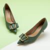 imageCParavano Womens Kitten Heel PumpsPointed Toe Wedding Shoes with Metal BuckleBreathable Soft Leather for Office Attire Cocktail PartiesDate Nights SpringSummer EventsGreen E3