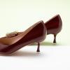 imageCParavano Womens Kitten Heel PumpsPointed Toe Wedding Shoes with Metal BuckleBreathable Soft Leather for Office Attire Cocktail PartiesDate Nights SpringSummer EventsRed
