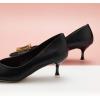 imageCParavano Womens Kitten Heel PumpsPointed Toe Wedding Shoes with Metal BuckleBreathable Soft Leather for Office Attire Cocktail PartiesDate Nights SpringSummer EventsBlack E3