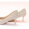 imageCParavano Womens Kitten Heel PumpsPointed Toe Wedding Shoes with Metal BuckleBreathable Soft Leather for Office Attire Cocktail PartiesDate Nights SpringSummer EventsBeige Tweed
