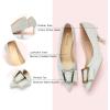 imageCParavano Womens Kitten Heel PumpsPointed Toe Wedding Shoes with Metal BuckleBreathable Soft Leather for Office Attire Cocktail PartiesDate Nights SpringSummer EventsGreen Tweed