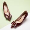 imageCParavano Womens Kitten Heel PumpsPointed Toe Wedding Shoes with Metal BuckleBreathable Soft Leather for Office Attire Cocktail PartiesDate Nights SpringSummer EventsRed