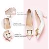 imageCParavano Womens Kitten Heel PumpsPointed Toe Wedding Shoes with Metal BuckleBreathable Soft Leather for Office Attire Cocktail PartiesDate Nights SpringSummer EventsWhite E3