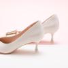 imageCParavano Womens Kitten Heel PumpsPointed Toe Wedding Shoes with Metal BuckleBreathable Soft Leather for Office Attire Cocktail PartiesDate Nights SpringSummer EventsWhite E3