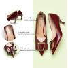 imageCParavano Womens Kitten Heel PumpsPointed Toe Wedding Shoes with Metal BuckleBreathable Soft Leather for Office Attire Cocktail PartiesDate Nights SpringSummer EventsRed