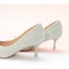 imageCParavano Womens Kitten Heel PumpsPointed Toe Wedding Shoes with Metal BuckleBreathable Soft Leather for Office Attire Cocktail PartiesDate Nights SpringSummer EventsGreen Tweed