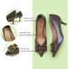imageCParavano Womens Kitten Heel PumpsPointed Toe Wedding Shoes with Metal BuckleBreathable Soft Leather for Office Attire Cocktail PartiesDate Nights SpringSummer EventsDark Grey E3